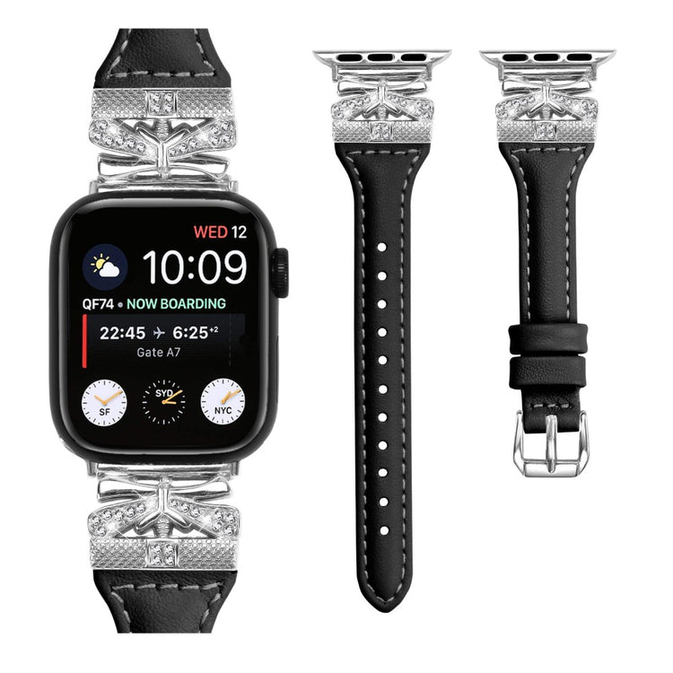 Meget Godt Kunstlæder Universal Rem passer til Apple Smartwatch - Sort#serie_6