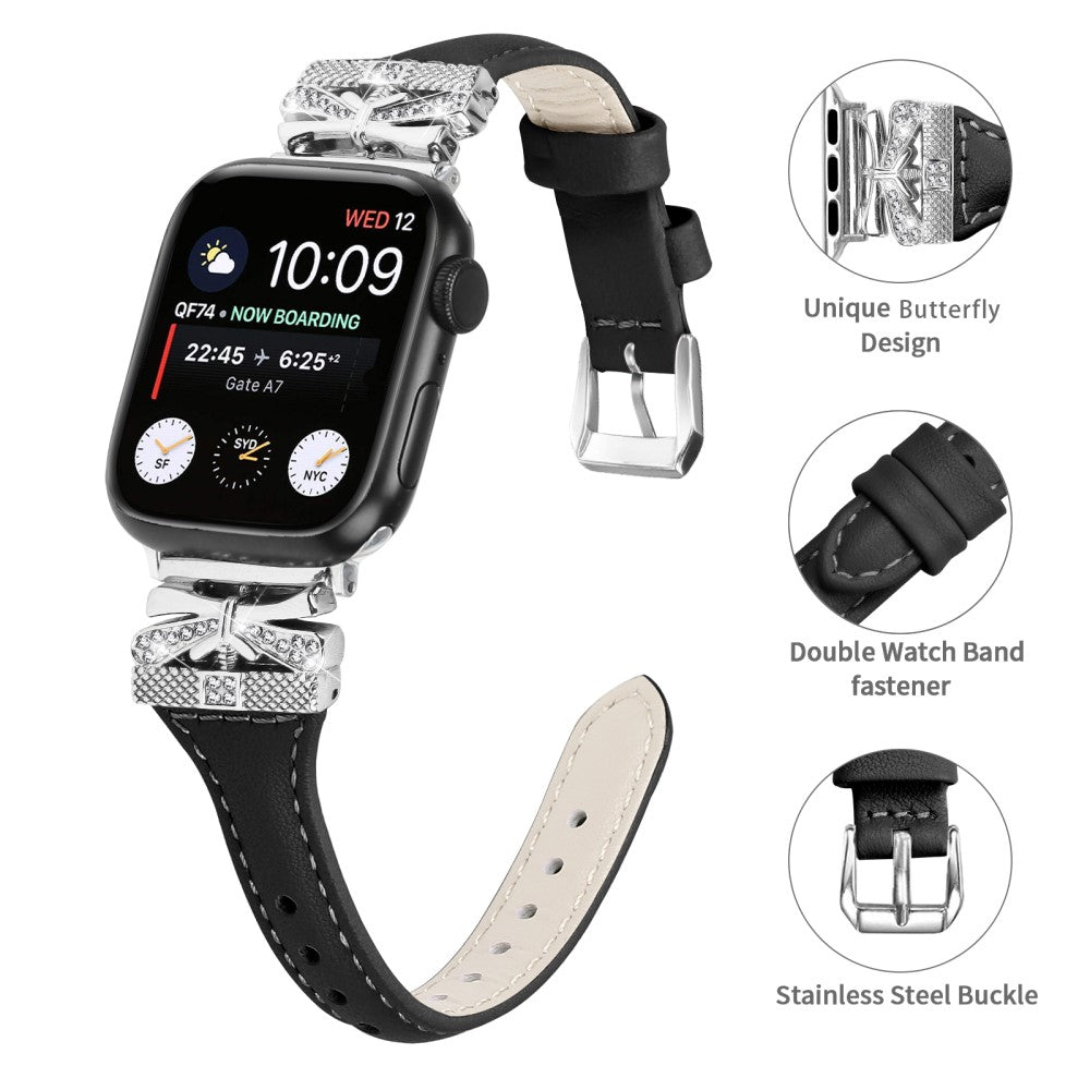 Meget Godt Kunstlæder Universal Rem passer til Apple Smartwatch - Sort#serie_6