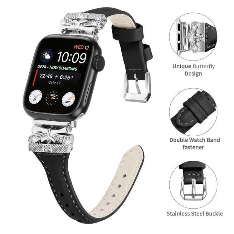 Meget Godt Kunstlæder Universal Rem passer til Apple Smartwatch - Sort#serie_6