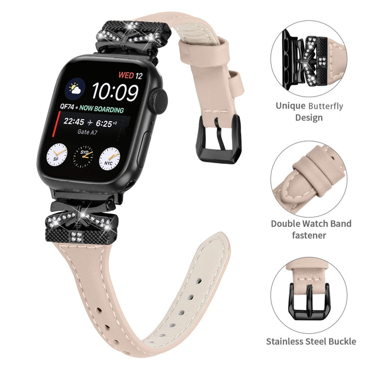 Sejt Kunstlæder Universal Rem passer til Apple Smartwatch - Hvid#serie_3