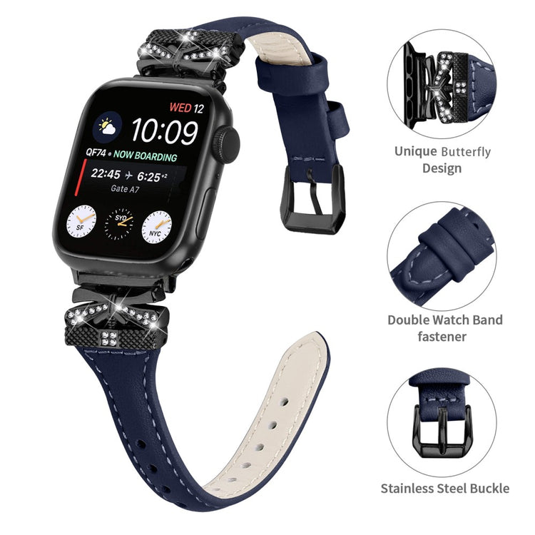 Sejt Kunstlæder Universal Rem passer til Apple Smartwatch - Blå#serie_4
