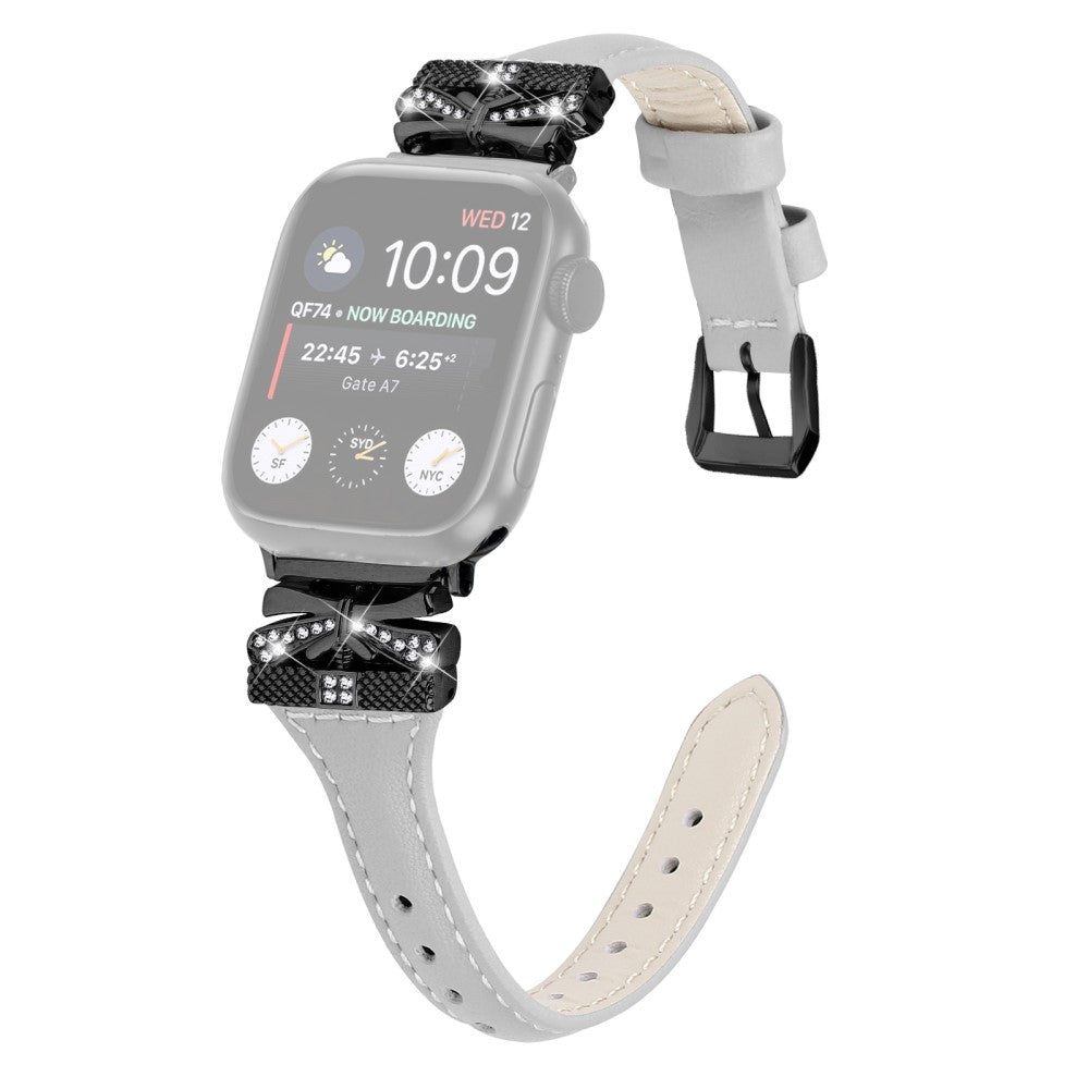 Sejt Kunstlæder Universal Rem passer til Apple Smartwatch - Sølv#serie_5
