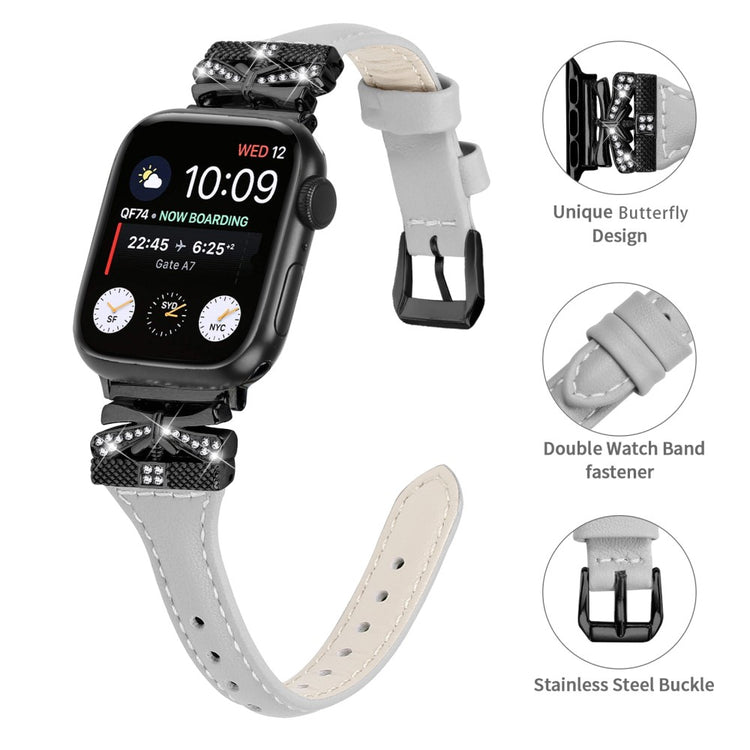 Sejt Kunstlæder Universal Rem passer til Apple Smartwatch - Sølv#serie_5