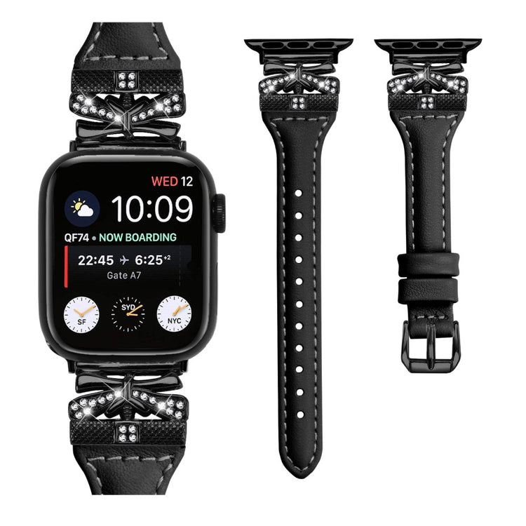 Sejt Kunstlæder Universal Rem passer til Apple Smartwatch - Sort#serie_6