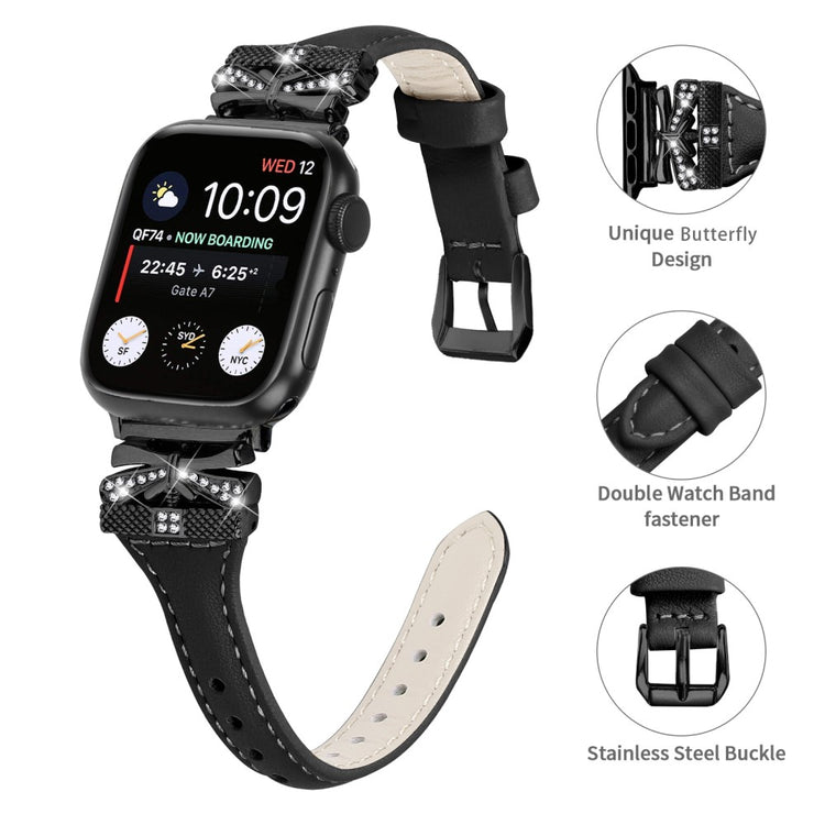 Rigtigt Rart Kunstlæder Universal Rem passer til Apple Smartwatch - Hvid#serie_1