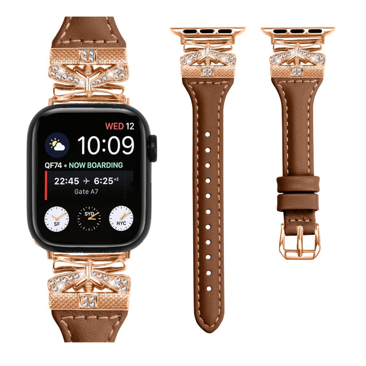 Rigtigt Rart Kunstlæder Universal Rem passer til Apple Smartwatch - Brun#serie_2