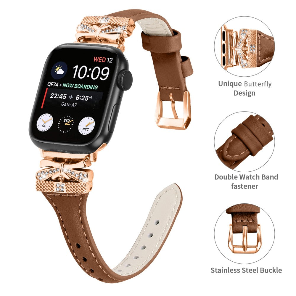 Rigtigt Rart Kunstlæder Universal Rem passer til Apple Smartwatch - Brun#serie_2