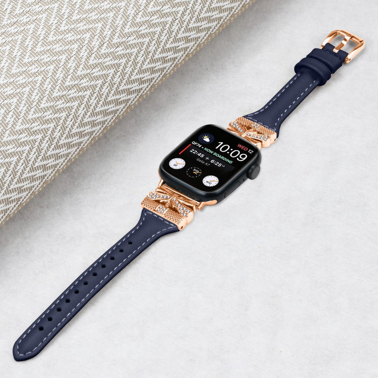 Rigtigt Rart Kunstlæder Universal Rem passer til Apple Smartwatch - Blå#serie_4