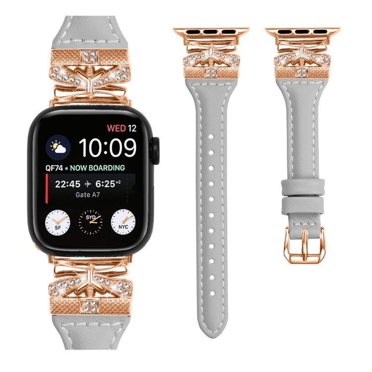 Rigtigt Rart Kunstlæder Universal Rem passer til Apple Smartwatch - Sølv#serie_5