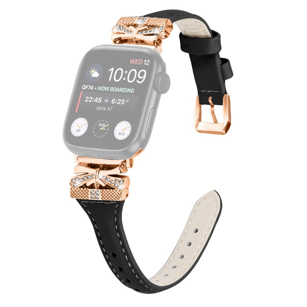 Rigtigt Rart Kunstlæder Universal Rem passer til Apple Smartwatch - Sort#serie_6