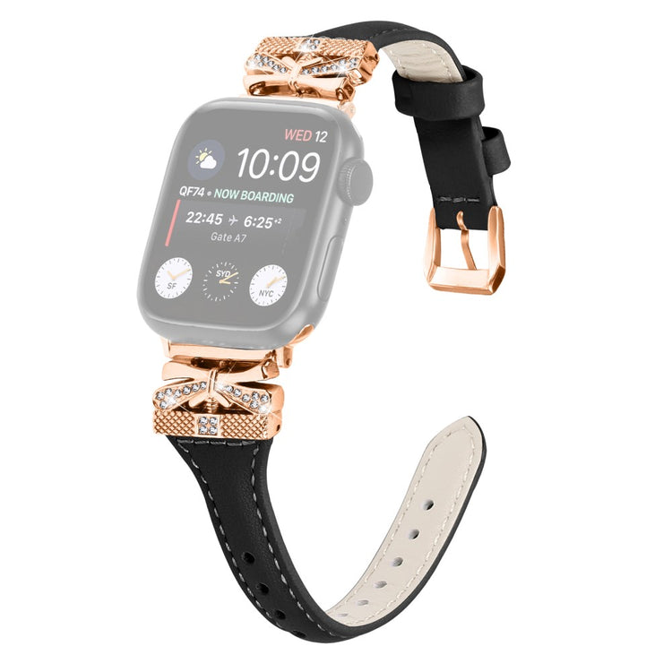 Rigtigt Rart Kunstlæder Universal Rem passer til Apple Smartwatch - Sort#serie_6