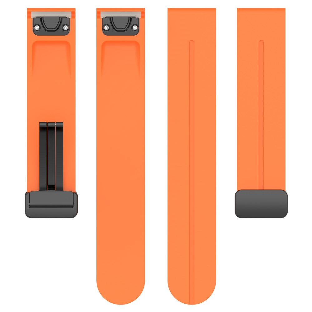 Garmin Fenix 7 / Forerunner 965 / 955 / 945 / 935 Silicone Band Black Buckle 22mm Watch Strap - Orange#serie_4