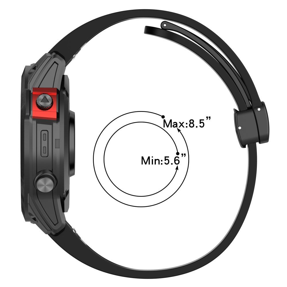 Garmin Fenix 7X / 7X Solar / Tactix 7 Pro Silicone Watch Strap 26mm Folding Black Buckle Watchband - Orange#serie_4