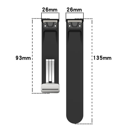 Garmin Fenix 7X / 7X Solar / Tactix 7 Pro Silicone Watch Band 26mm Folding Silver Buckle Watch Strap - White#serie_3