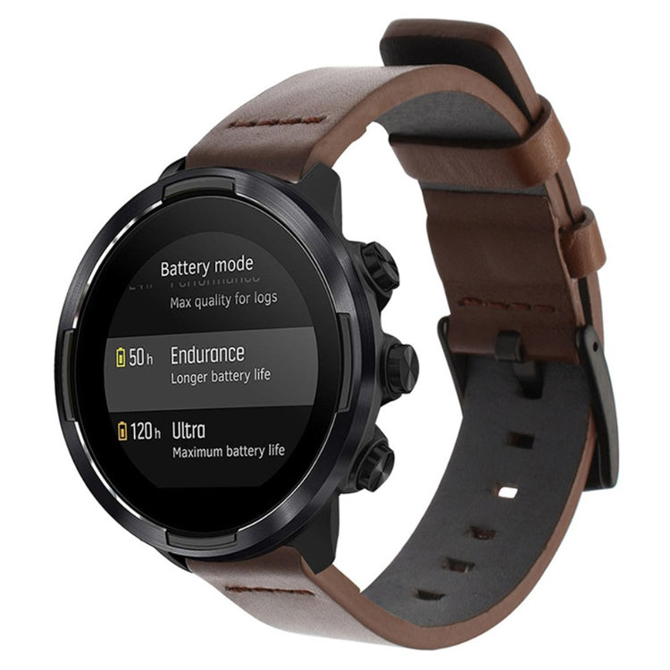 Suunto 9 / 9 Baro / 7 Replacement Watch Band 24mm Vegan Leather Watch Strap - Brown / Black / Black#serie_3