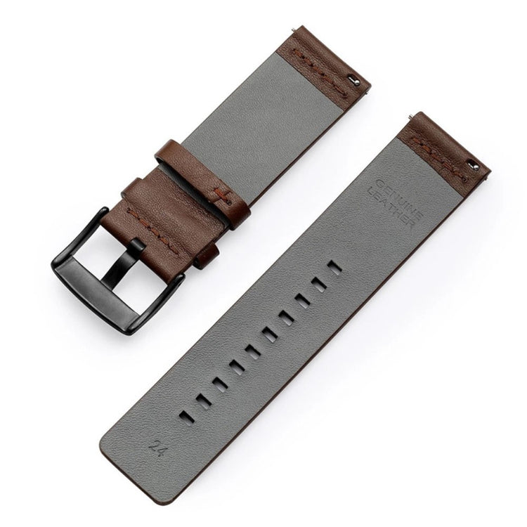 Suunto 9 / 9 Baro / 7 Replacement Watch Band 24mm Vegan Leather Watch Strap - Brown / Silver / Black#serie_4