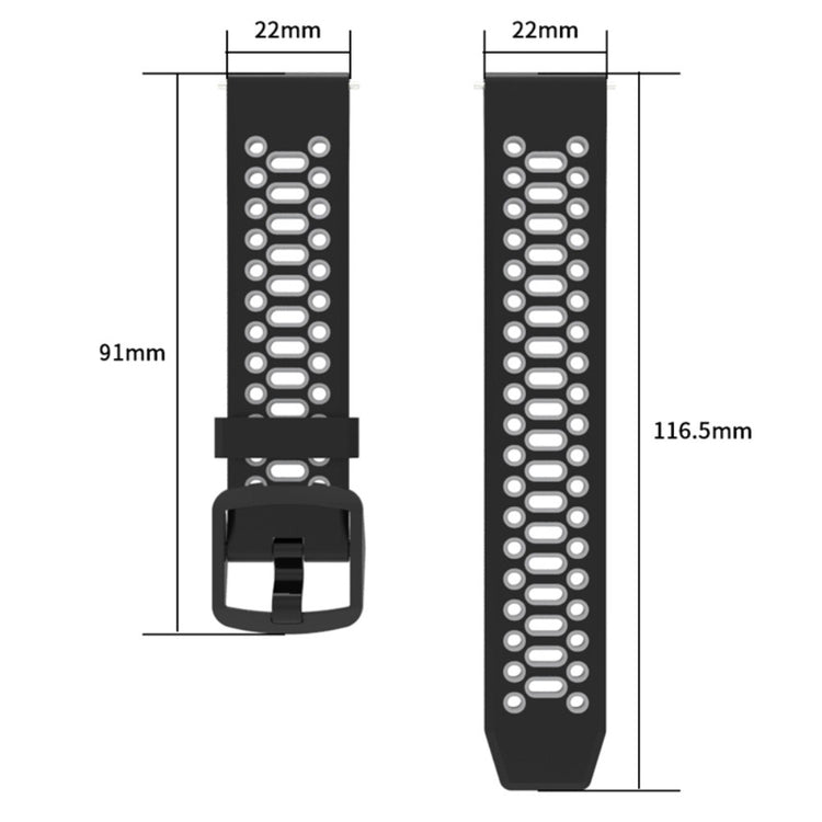Coros Apex Pro / Samsung Gear S3 Frontier / Gear S3 Classic Breathable Silicone Strap 22mm Dual Color Watch Band - White / Black#serie_2