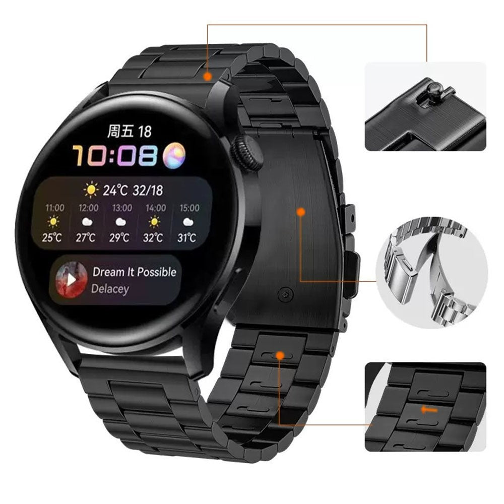 Huawei Watch GT4 46mm / GT3 46mm / GT2 46mm Watch Strap 3 Beads Titanium Steel 22mm Wrist Band - Black#serie_1