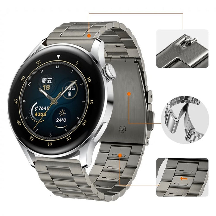 Huawei Watch GT4 46mm / GT3 46mm / GT2 46mm Watch Strap 3 Beads Titanium Steel 22mm Wrist Band - Grey#serie_2