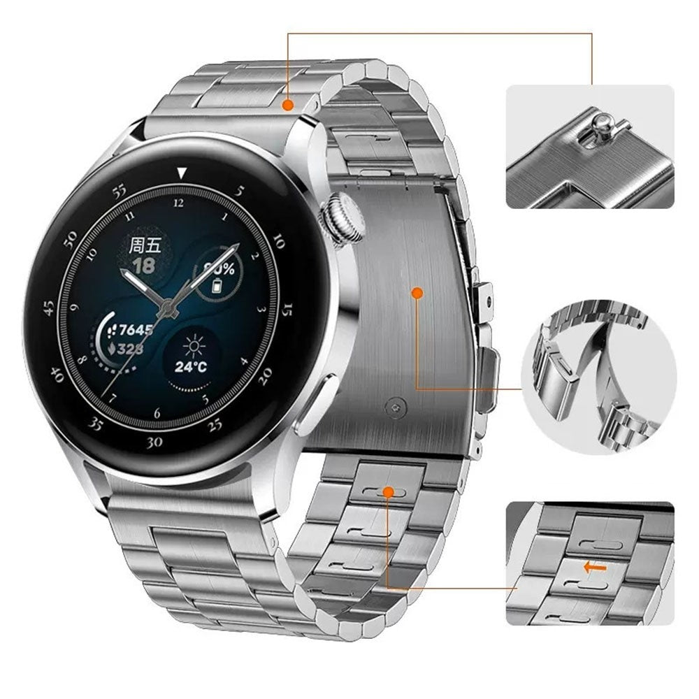 Huawei Watch GT4 46mm / GT3 46mm / GT2 46mm Watch Strap 3 Beads Titanium Steel 22mm Wrist Band - Silver#serie_3