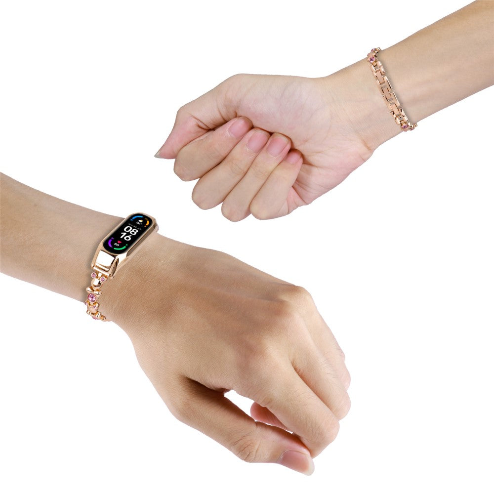 Xiaomi Smart Band 8 Watch Strap Rhinestone Decor Metal Wrist Band Bracelet - Rose Gold#serie_2