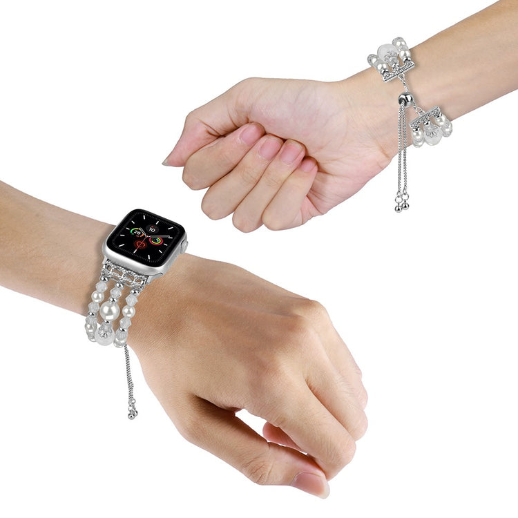 Apple Watch 49mm / 45mm / 44mm / 42mm Beads Watch Band Adjustable Bracelet - White#serie_3