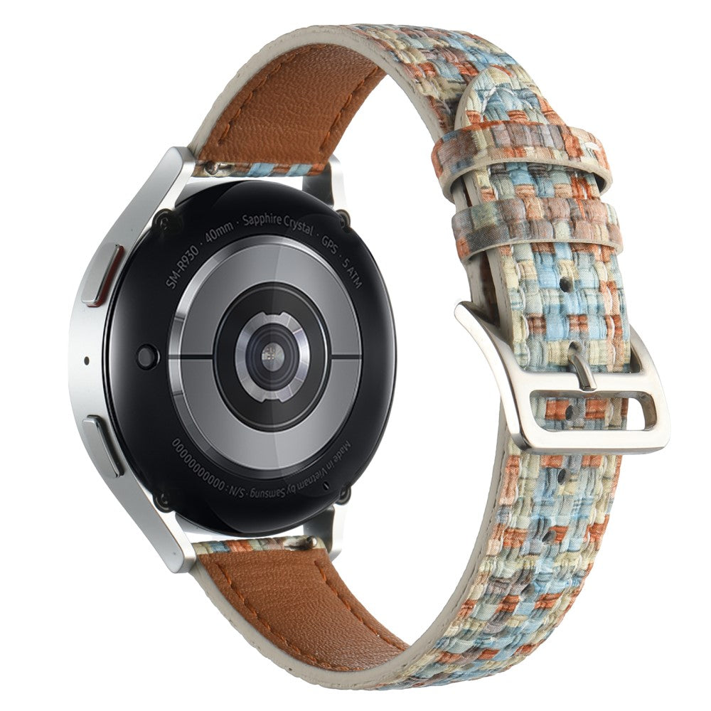 Garmin Active 5 / Samsung Galaxy Watch6 Classic 47mm 43mm Watch Band 20mm Braided Vegan Leather Wrist Strap - Light Orange#serie_3