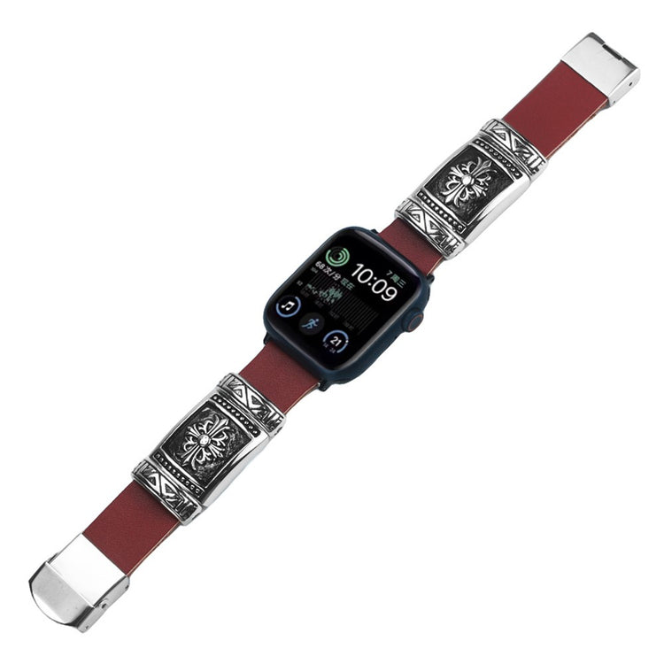 Apple Watch 49mm / 45mm / 44mm / 42mm Watch Band Embossed Strap - Reddish Brown#serie_2
