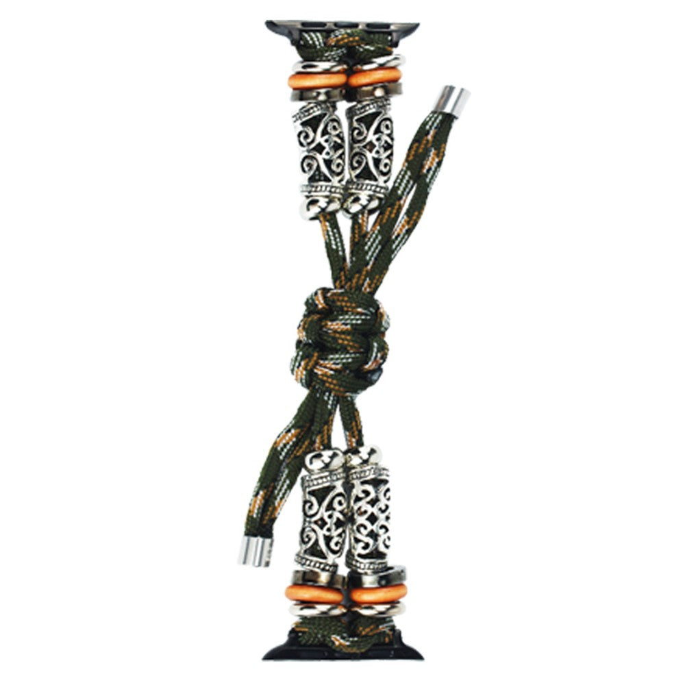 Apple Watch Series 41mm / 40mm / 38mm Rope Watch Strap Beads Wrist Band - Green Camouflage#serie_6