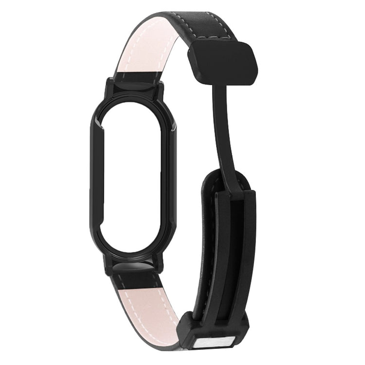 Xiaomi Smart Band 8 / Smart Band 8 NFC Leather Watch Band Magnetic Buckle Strap with Watch Case / Screen Protector - Black#serie_1