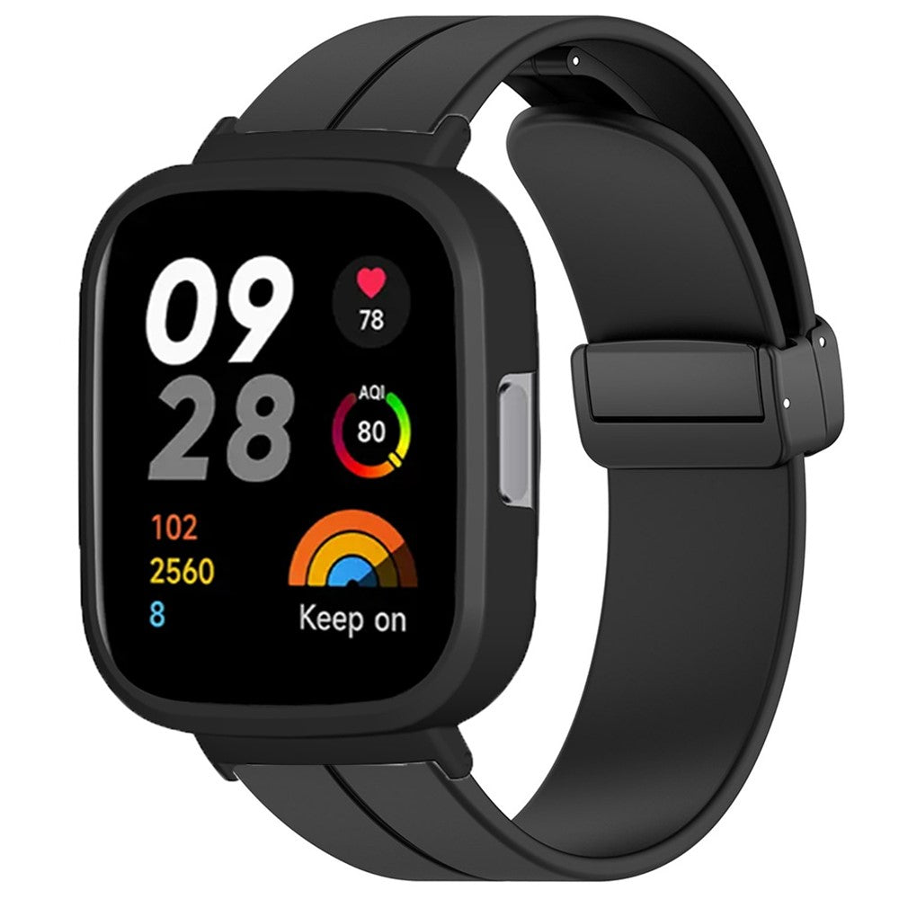 Xiaomi Redmi Watch 3 Watch Band Black Magnetic Buckle Silicone Wrist Strap with Watch Case - Black#serie_1