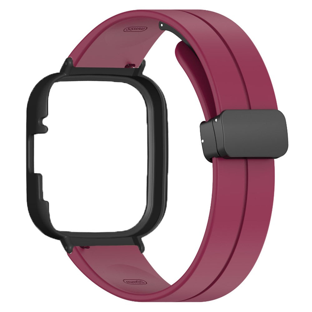 Xiaomi Redmi Watch 3 Watch Band Black Magnetic Buckle Silicone Wrist Strap with Watch Case - Wine Red#serie_7