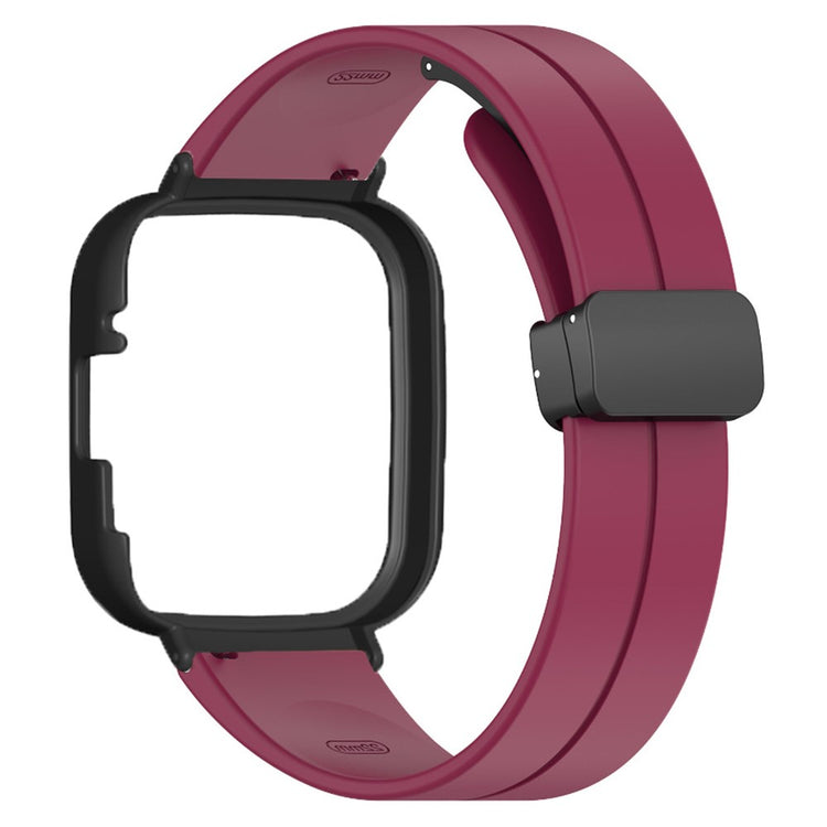 Xiaomi Redmi Watch 3 Watch Band Black Magnetic Buckle Silicone Wrist Strap with Watch Case - Wine Red#serie_7