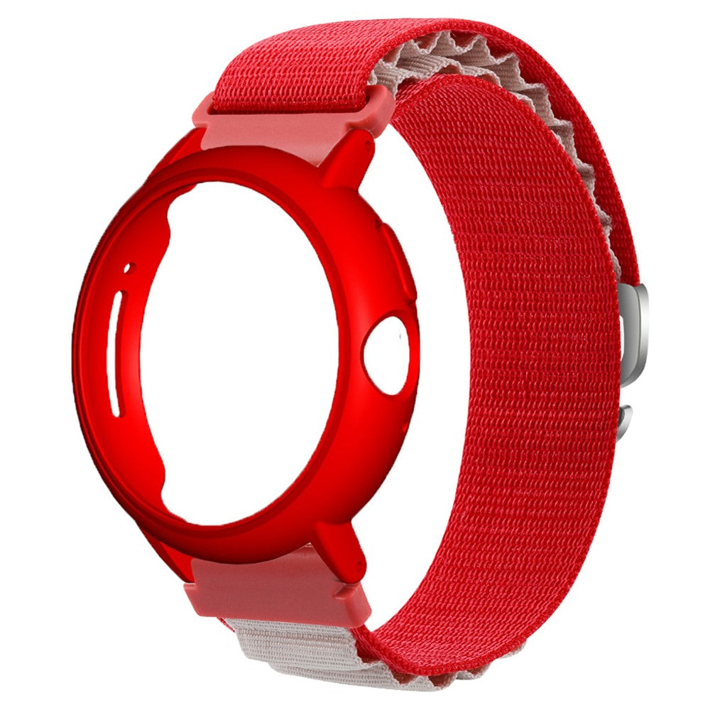 Google Pixel Watch / Pixel Watch 2 Watch Band Nylon Loop Wrist Strap with Watch Case - Red White+Red Case#serie_4