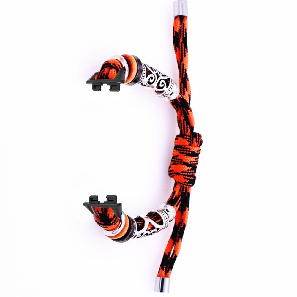 Huawei Band 8 Watch Band Beads Decor Braided Rope Adjustable Wrist Strap - Black Orange Camo#serie_1