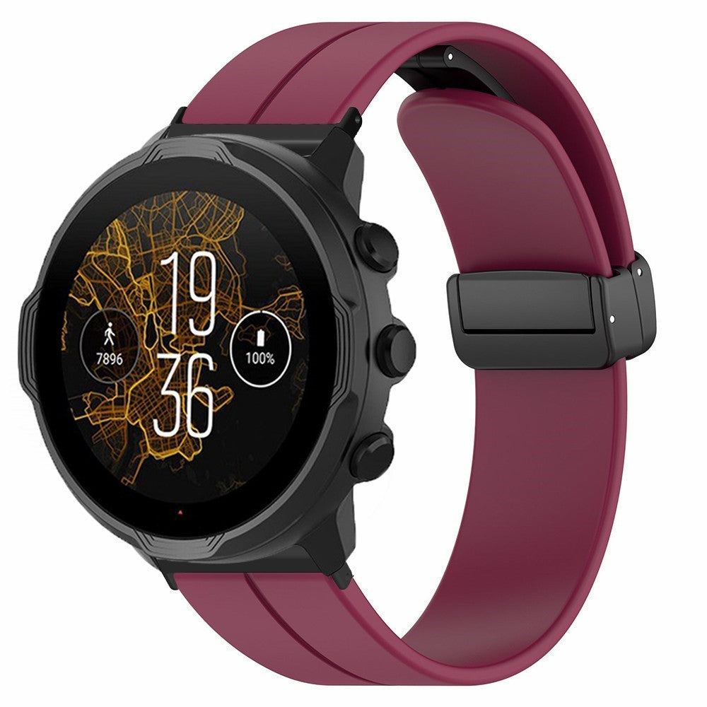 Suunto Spartan Sport Wrist HR Baro / Suunto 7 Silicone Wrist Strap 24mm Watch Band (Thick Spring Bar) - Wine Red#serie_8