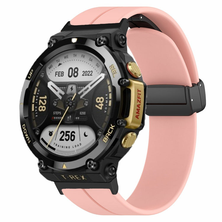 Huami Amazfit T-Rex 2 Silicone Watch Band Magnetic Folding Buckle Wrist Strap - Pink#serie_3