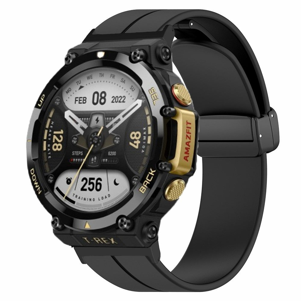 Huami Amazfit T-Rex 2 Silicone Watch Band Magnetic Folding Buckle Wrist Strap - Black#serie_5