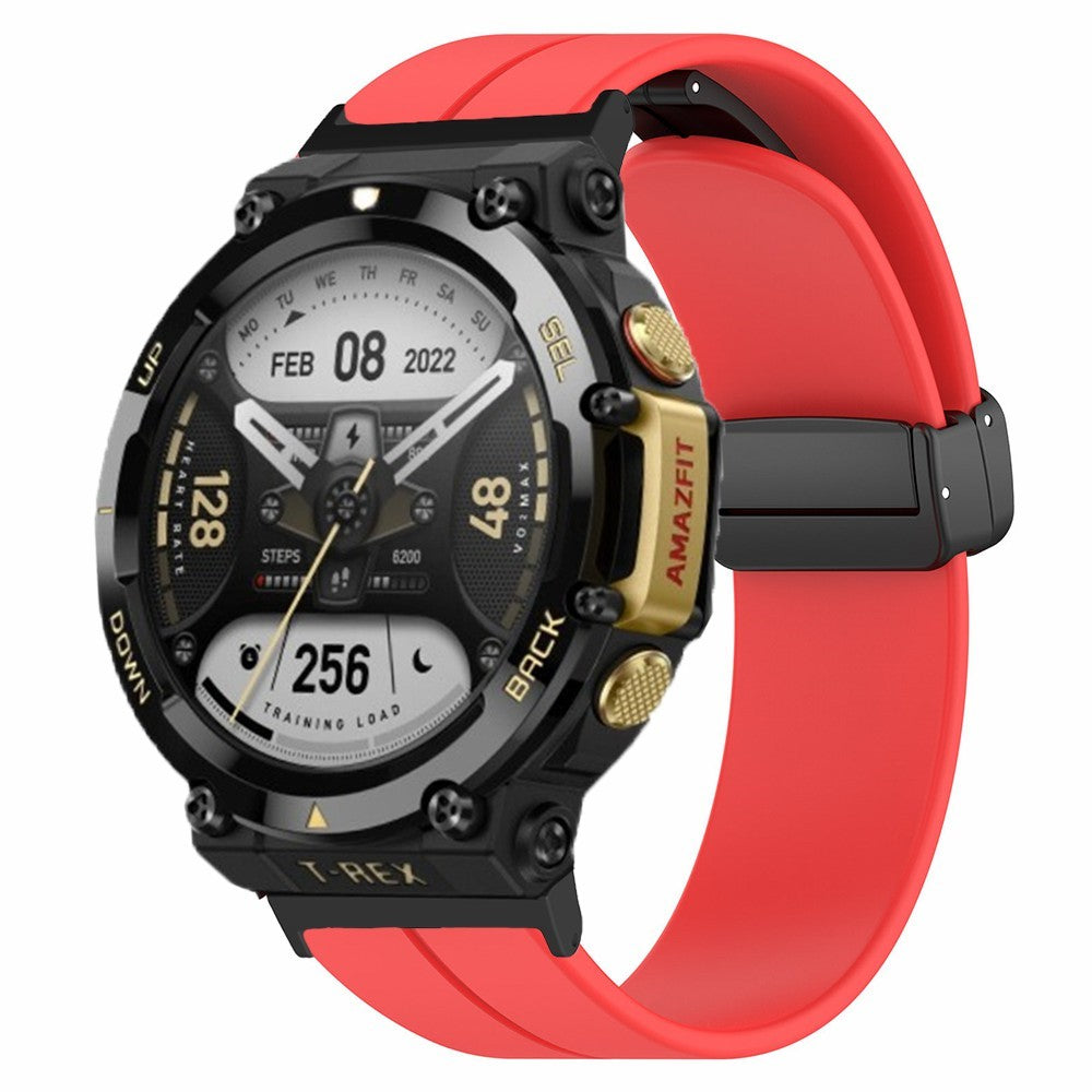 Huami Amazfit T-Rex 2 Silicone Watch Band Magnetic Folding Buckle Wrist Strap - Red#serie_6