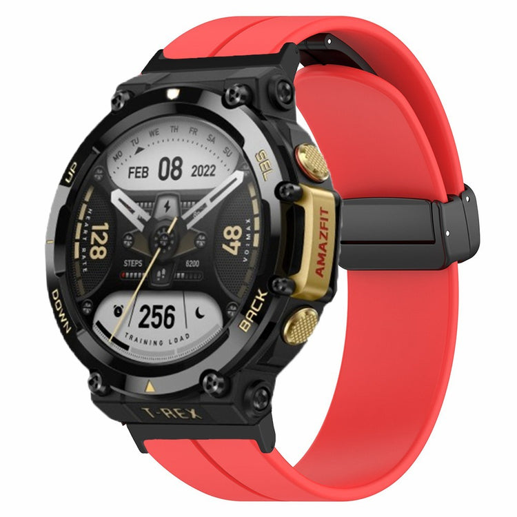 Huami Amazfit T-Rex 2 Silicone Watch Band Magnetic Folding Buckle Wrist Strap - Red#serie_6