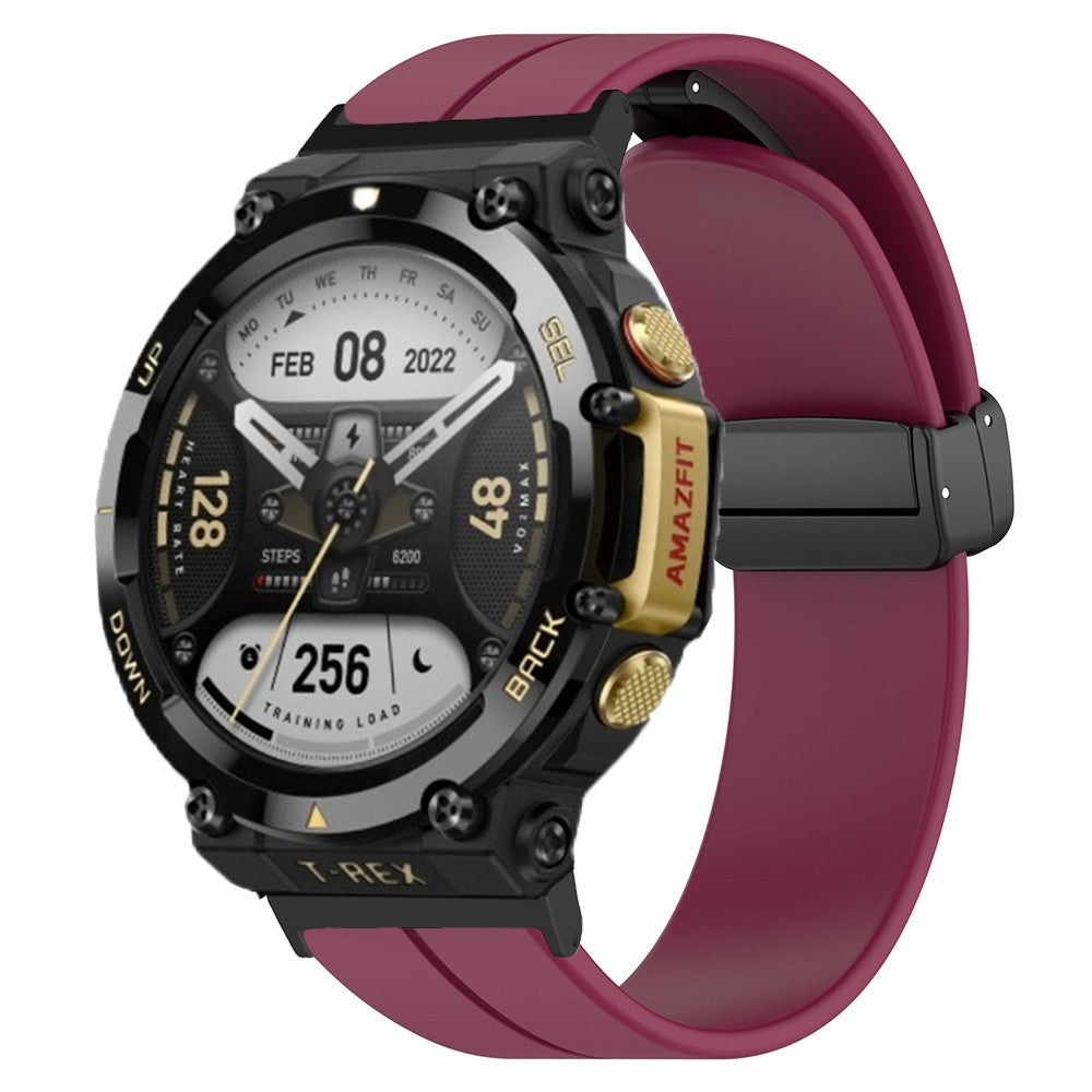 Huami Amazfit T-Rex 2 Silicone Watch Band Magnetic Folding Buckle Wrist Strap - Wine Red#serie_8