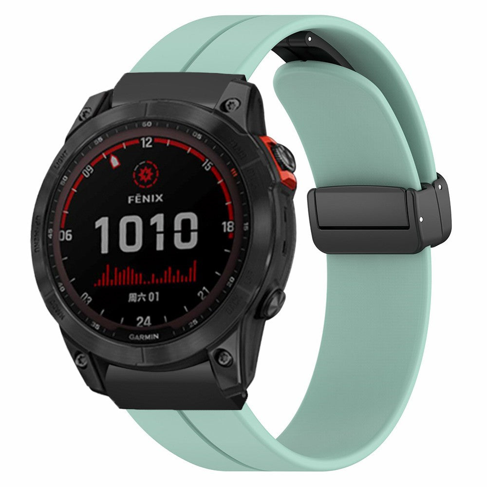 Garmin Fenix 7X / 6X / 5X Watch Strap Magnetic Buckle Silicone Band with 26mm Connector - Mint Green#serie_2