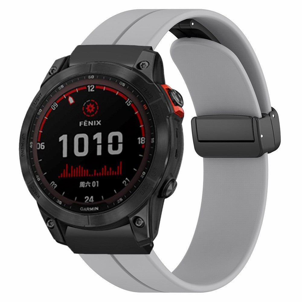 Garmin Fenix 7X / 6X / 5X Watch Strap Magnetic Buckle Silicone Band with 26mm Connector - Grey#serie_7