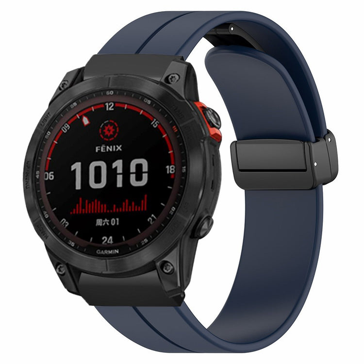 Garmin Fenix 7X / 6X / 5X Watch Strap Magnetic Buckle Silicone Band with 26mm Connector - Midnight Blue#serie_10