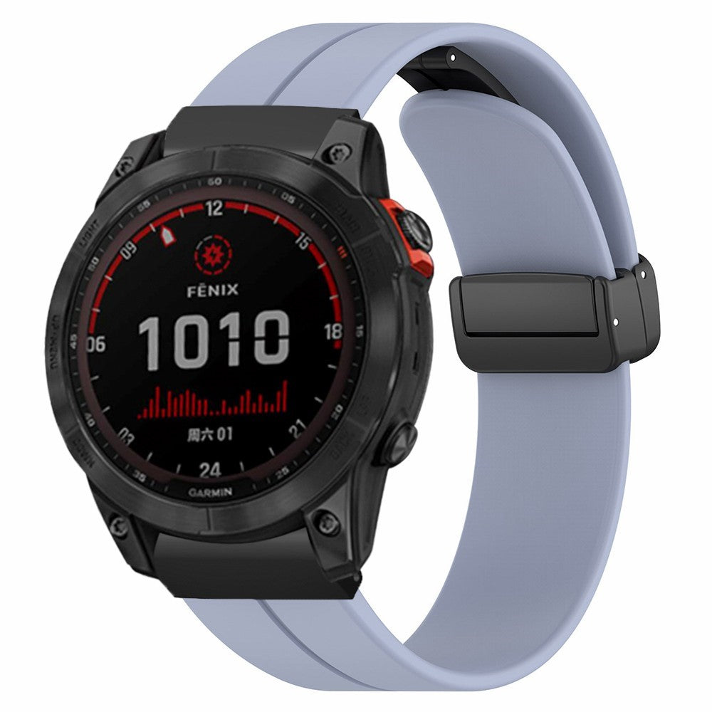 Garmin Fenix 7X / 6X / 5X Watch Strap Magnetic Buckle Silicone Band with 26mm Connector - Lavender Grey#serie_11