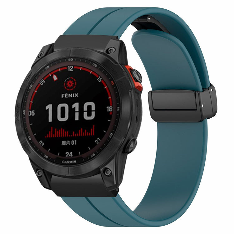 Garmin Fenix 7X / 6X / 5X Watch Strap Magnetic Buckle Silicone Band with 26mm Connector - Cyan#serie_12