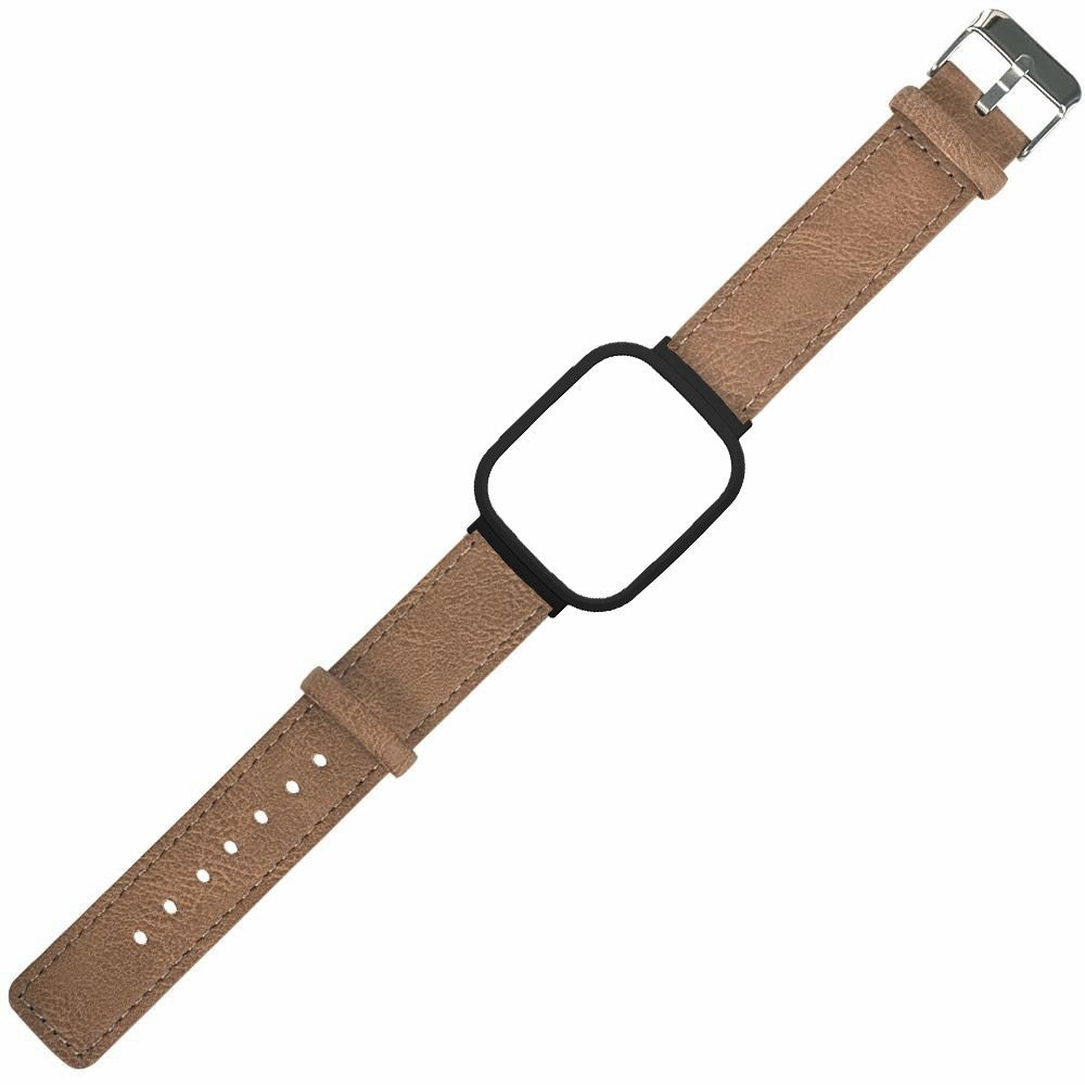 Vegan Leather Watch Band for Redmi Band 3 Replacement Wrist Strap with Watch Case - Brown#serie_1