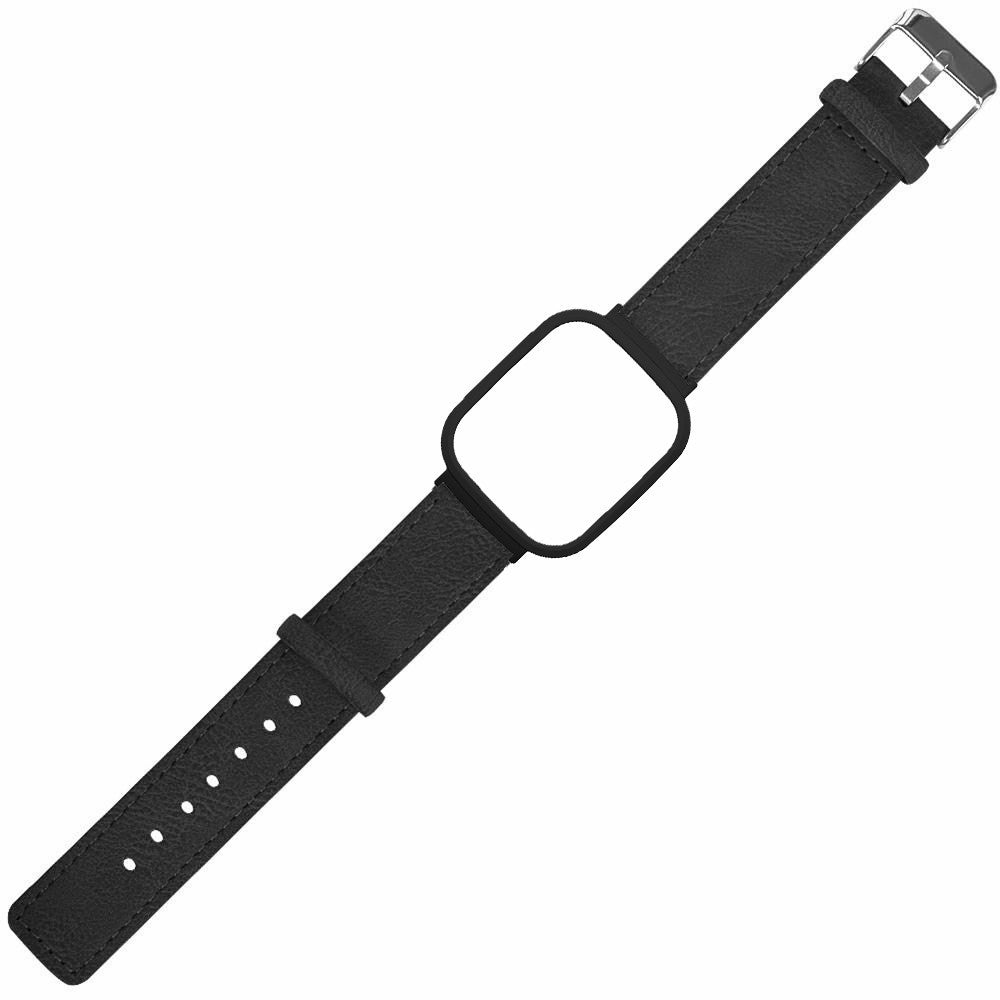 Vegan Leather Watch Band for Redmi Band 3 Replacement Wrist Strap with Watch Case - Black#serie_2