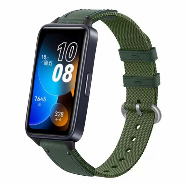 Huawei Band 8 Replacement Watch Band Quick Release Canvas Watch Strap with Alloy Buckle - Green#serie_3