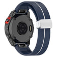 Garmin Fenix 7S / 6S Pro / 5S Plus / Instinct 2S Flexible Watch Bands Silver Buckle 20mm Dual Color Stripes Strap - Midnight Blue+White